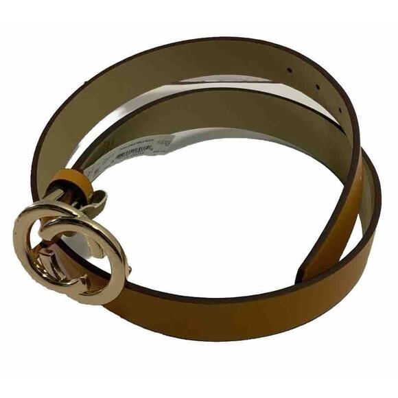 30 Mm Double Open C Buckle Mustard Colored Belt - Picture 1 of 4